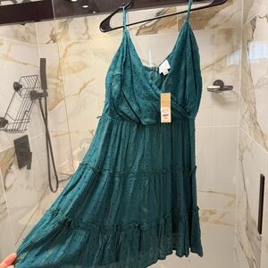 Francesca's Collections Teal and Gold Textured Dress